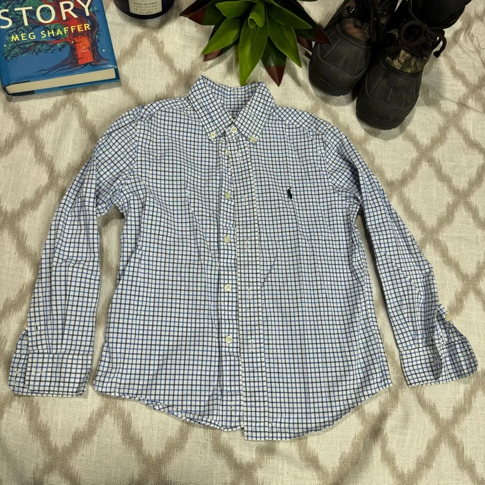 Ralph Lauren Boys Button Down Shirt Lot 3 Plaid Check Size 6/7 EUC